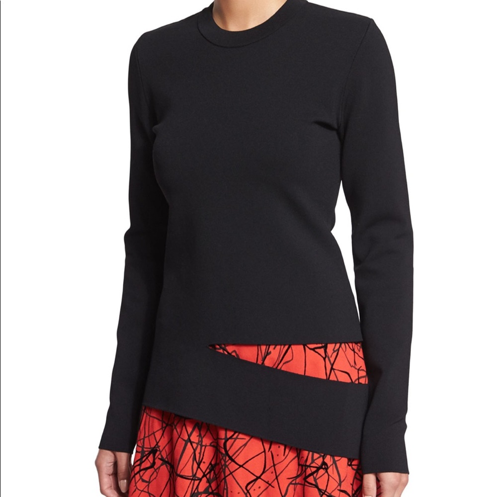 Proenza Schouler Slash Long Sleeve Black Top M